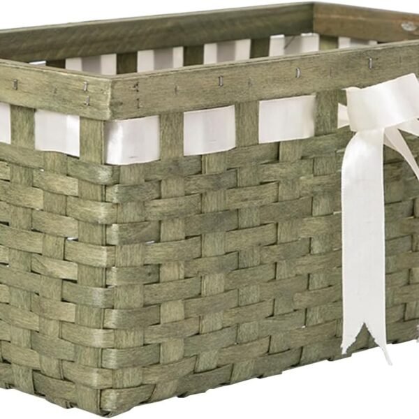 Green Square Wicker Gift Basket with Storage Space