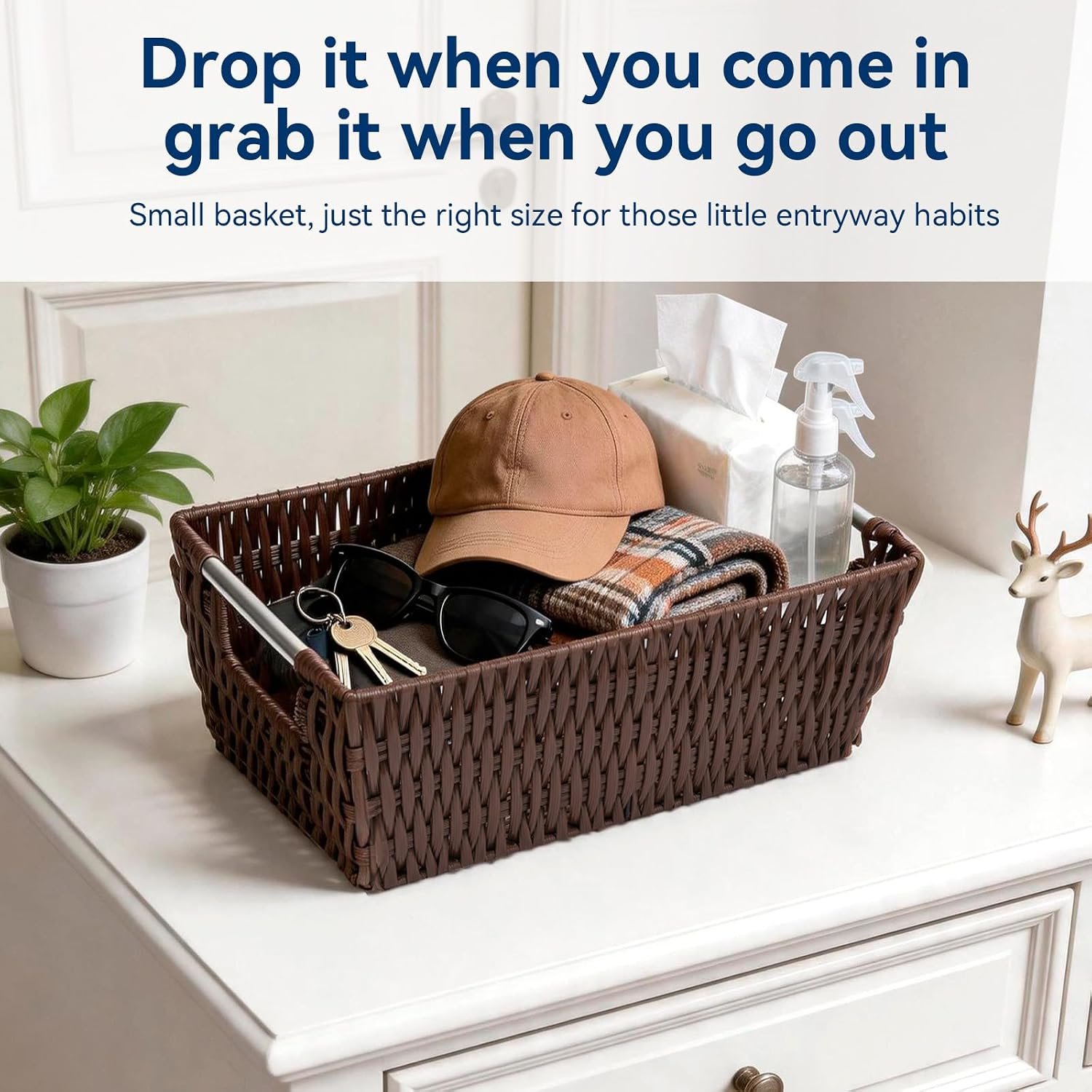 Small Woven Shelf Storage Tote Image 2