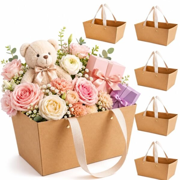 Small Empty Gift Baskets with Handles, 6 Pack