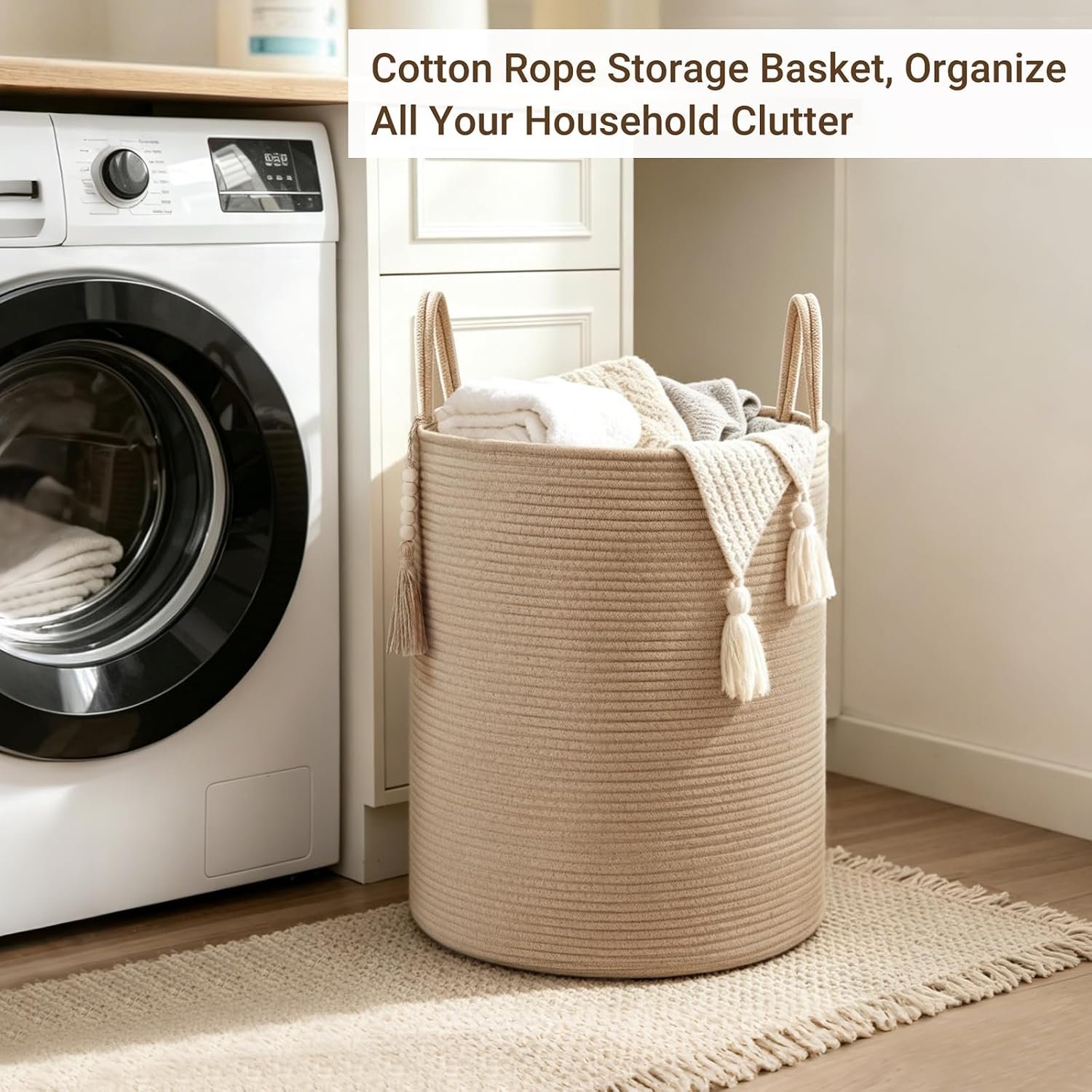 Large Jute Woven Laundry and Storage Basket Image 2