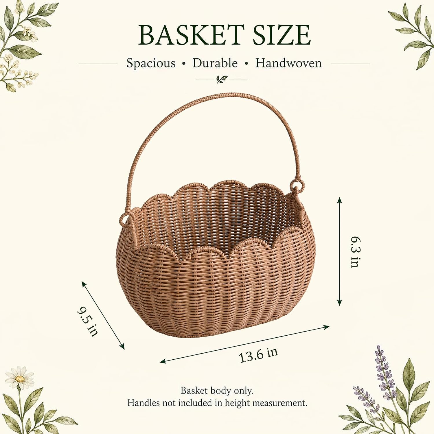 Large Wicker Garden Harvest Basket with Handles Image 2