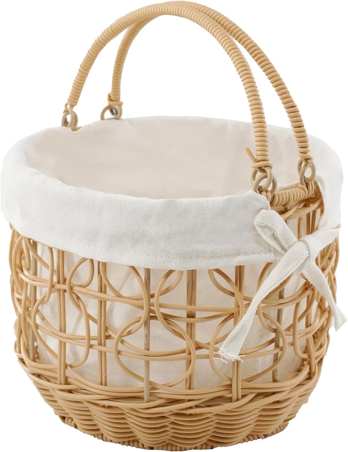 Small Wicker Picnic Basket with Handles and Lining