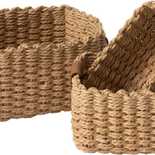 Small Wicker Storage Baskets, 3 Pack