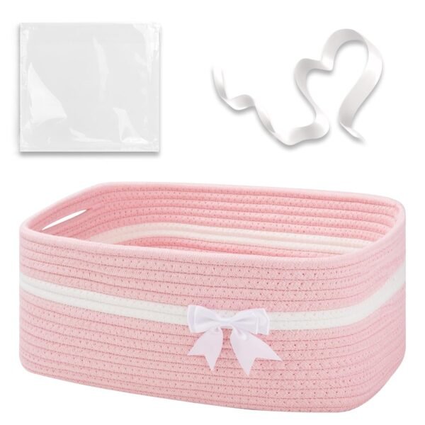 Large Woven Storage Basket with Handles and Gift Accessories, Pink