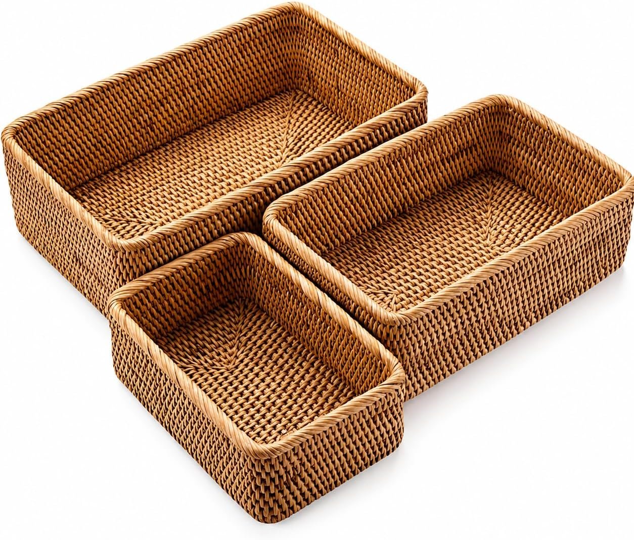 Natural Woven Storage Baskets, Set of 3