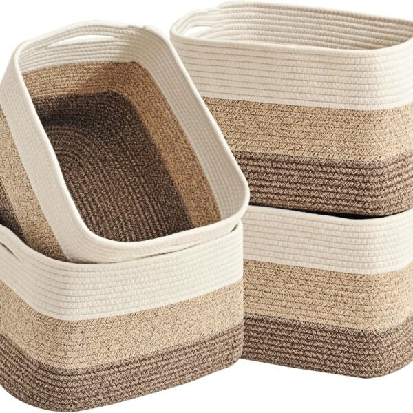 Gradient Brown Woven Storage Baskets