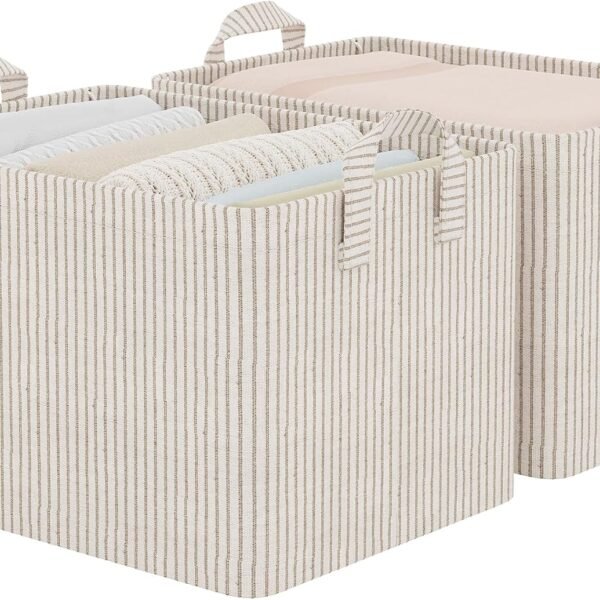 Fabric Storage Bins with Striped Pattern, 2 Pack