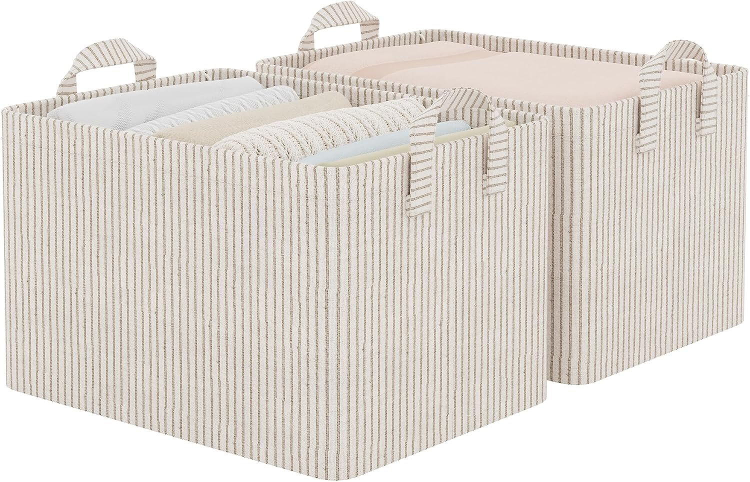 Fabric Storage Bins with Striped Pattern, 2 Pack
