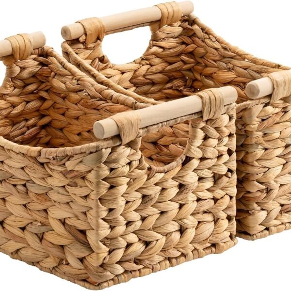 Wicker Storage Baskets with Handles, 2 Pack