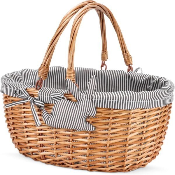 Wicker Picnic Basket with Folding Handles