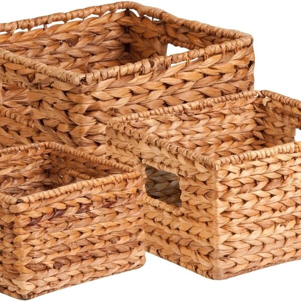 Woven Water Hyacinth Storage Baskets, Set of 3