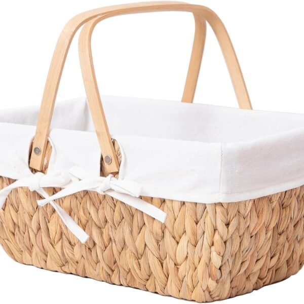 Water Hyacinth Picnic Basket with Handle and Liner
