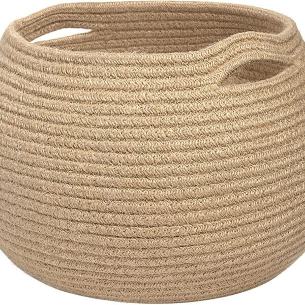 Small Round Woven Storage Basket for Shelves