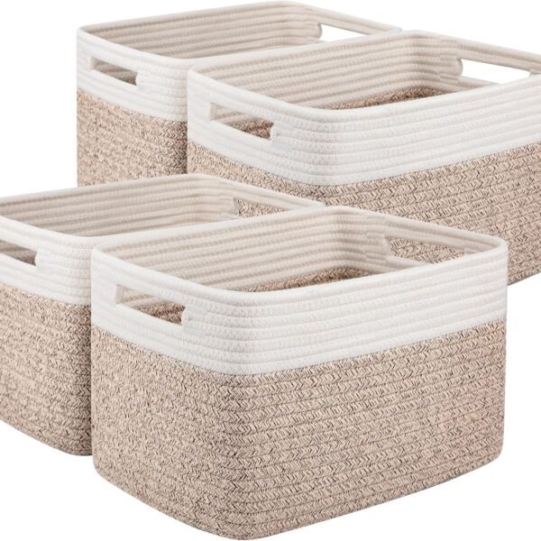Cotton Rope Storage Baskets for Shelves, 4 Pack