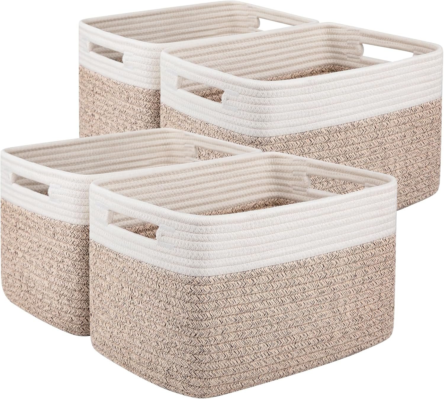 Cotton Rope Storage Baskets for Shelves, 4 Pack