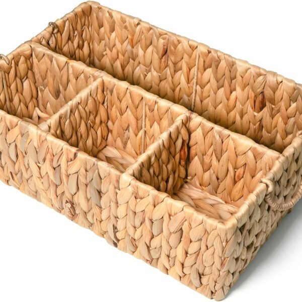Divided Woven Storage Basket with 4 Sections