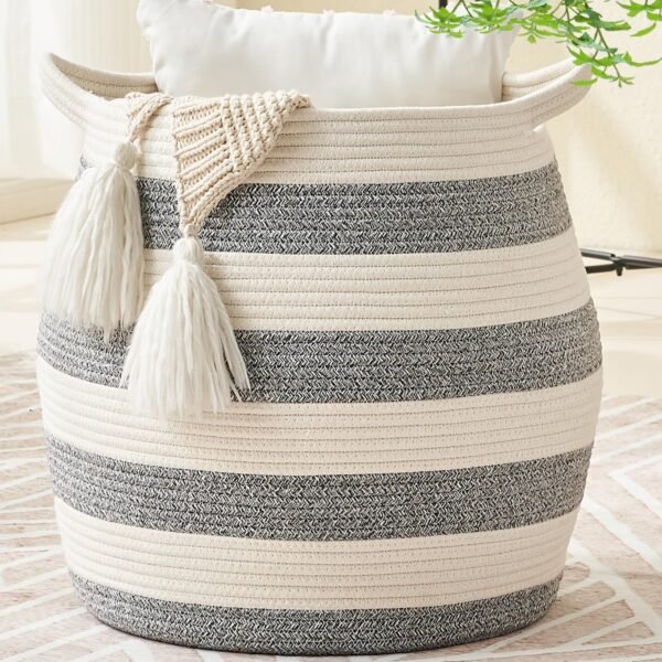 Large 17" Cotton Rope Laundry and Storage Basket