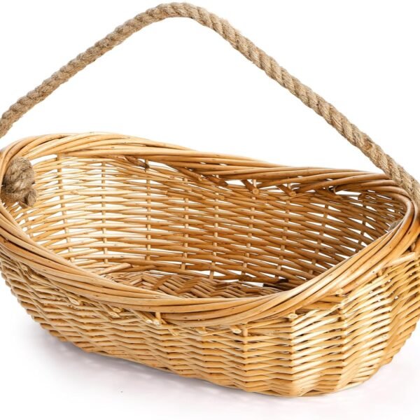 Large Wicker Garden Harvest Basket with Rope Handle
