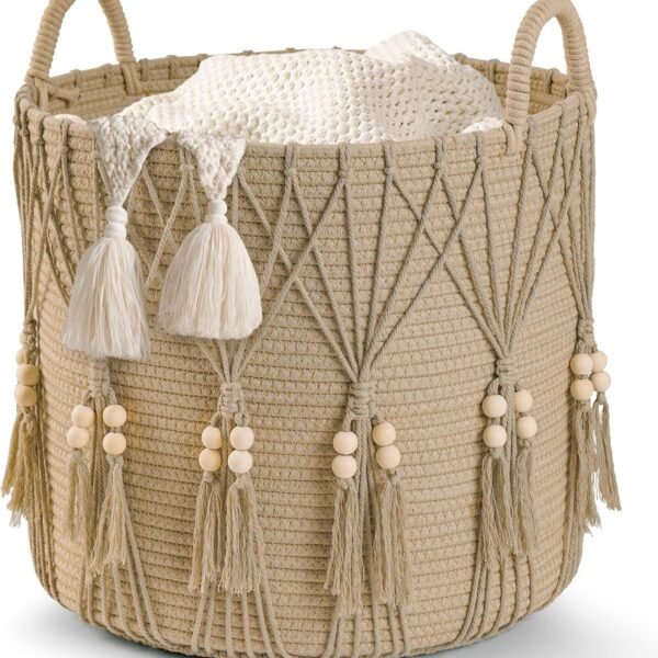 Small Woven Blanket and Toy Storage Basket